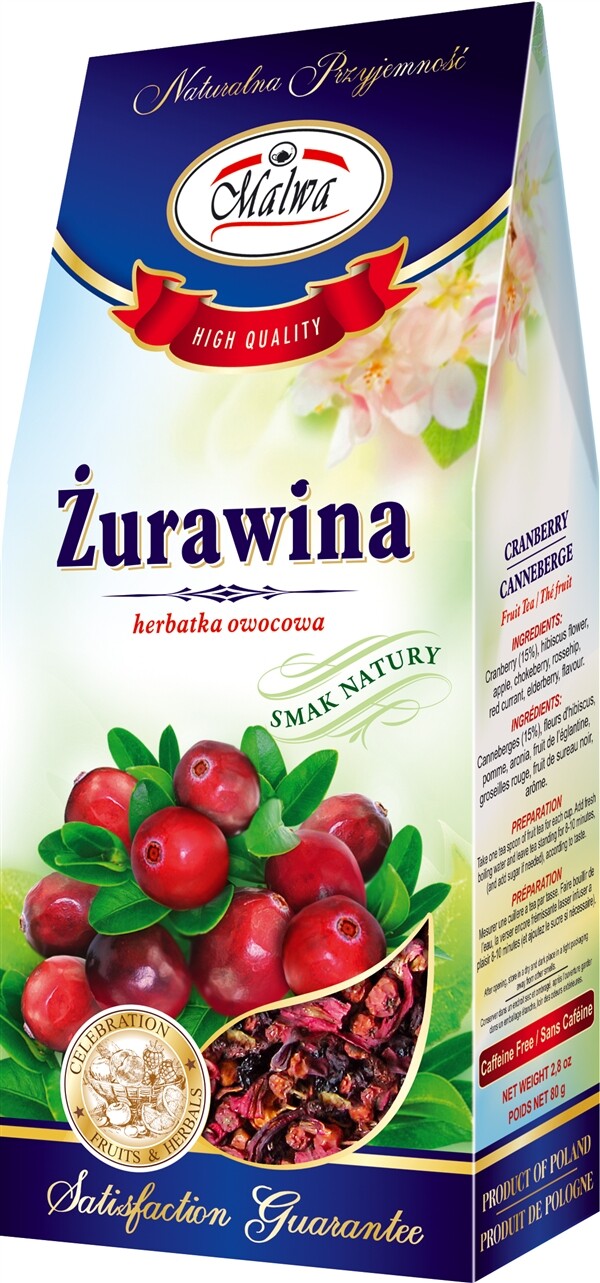 Malwa Zurawina CRANBERRY Polish Fruit Tea Poland 2.8oz 80g Dried Fruit Coarse