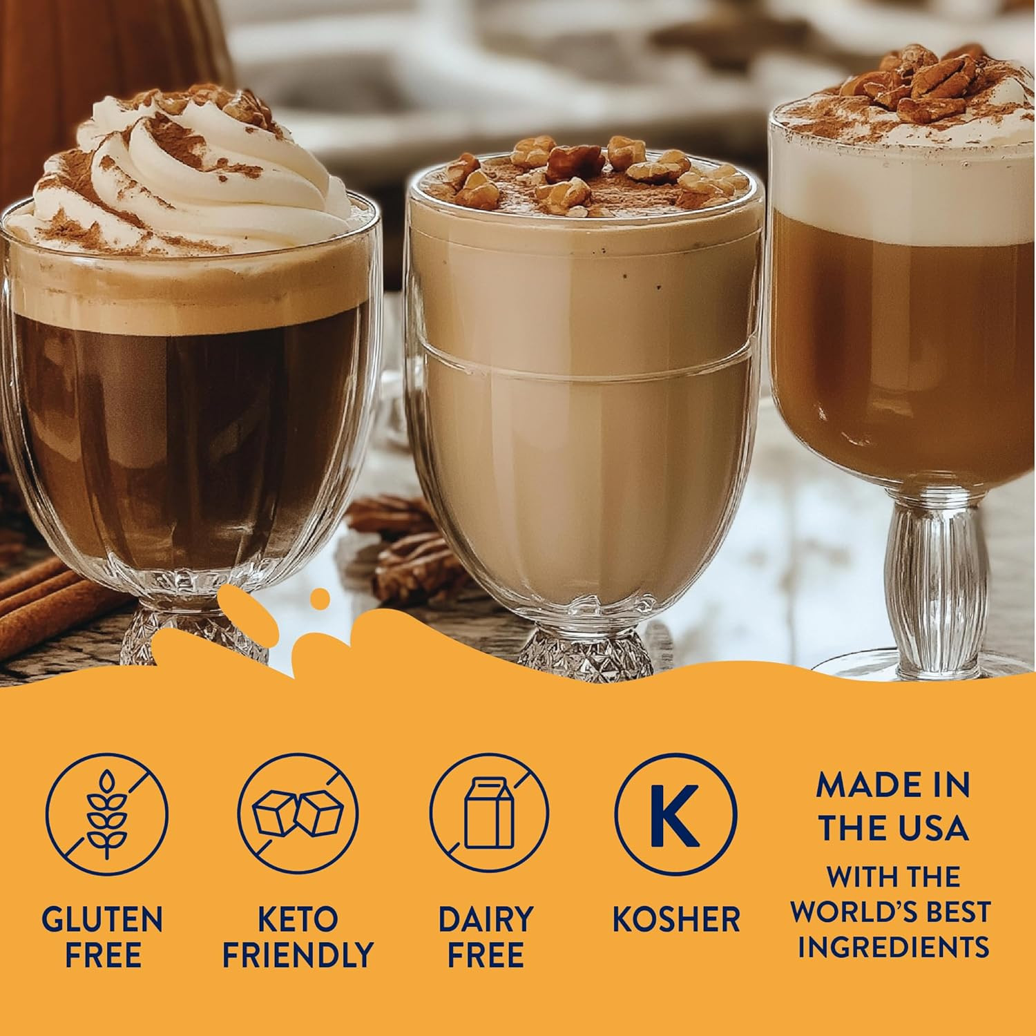 Sugar Free Coffee Syrup, Holiday Fall Syrup Trio Coffee Flavoring Syrup, Zero Ca