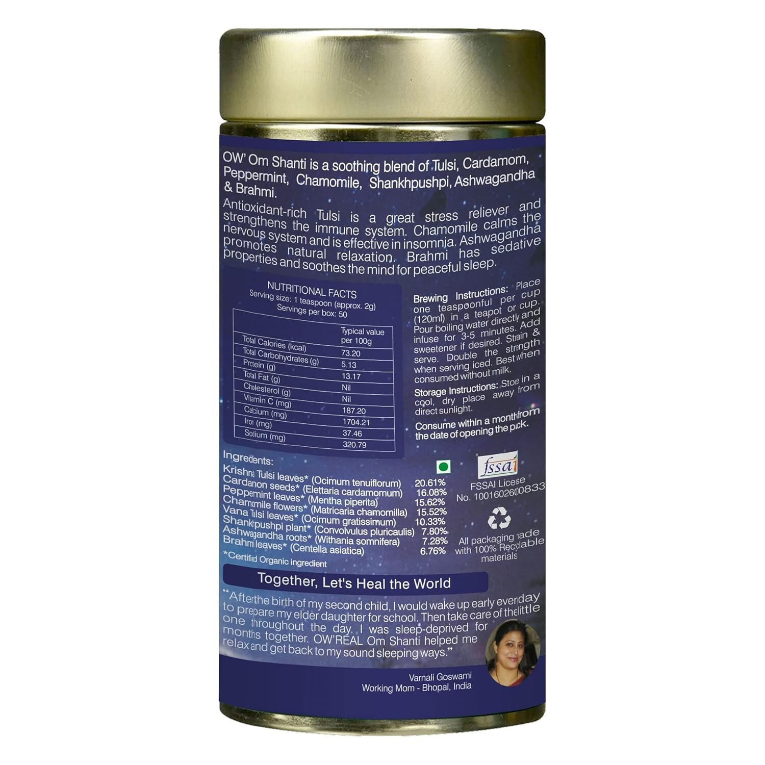 Organic Wellness Om Shanti Tea 100 Grams