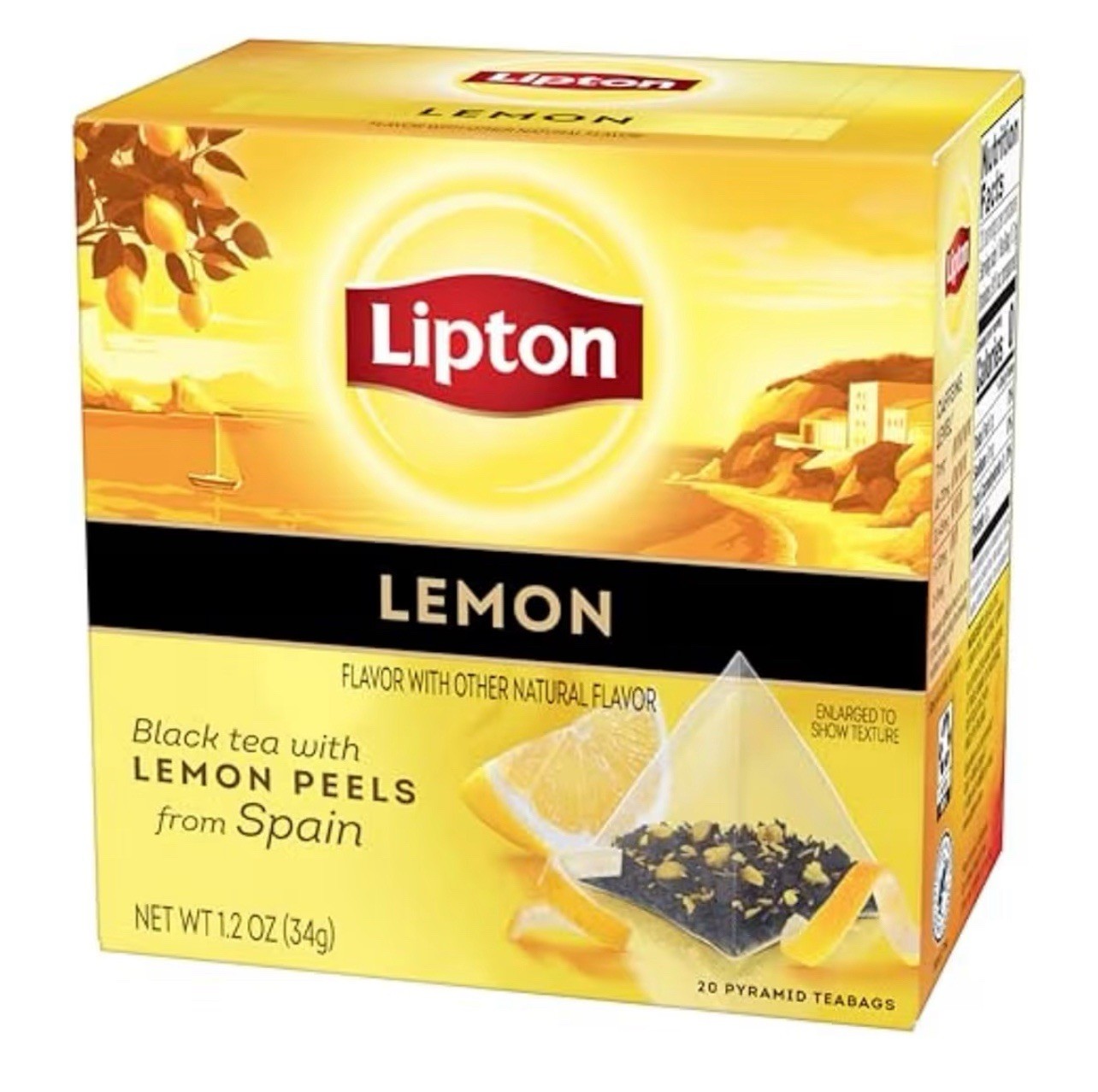2 PK – Lipton Black Tea w/ 🍋 Lemon Peels – Pyramid Tea Bags / 40 Total Pyramid