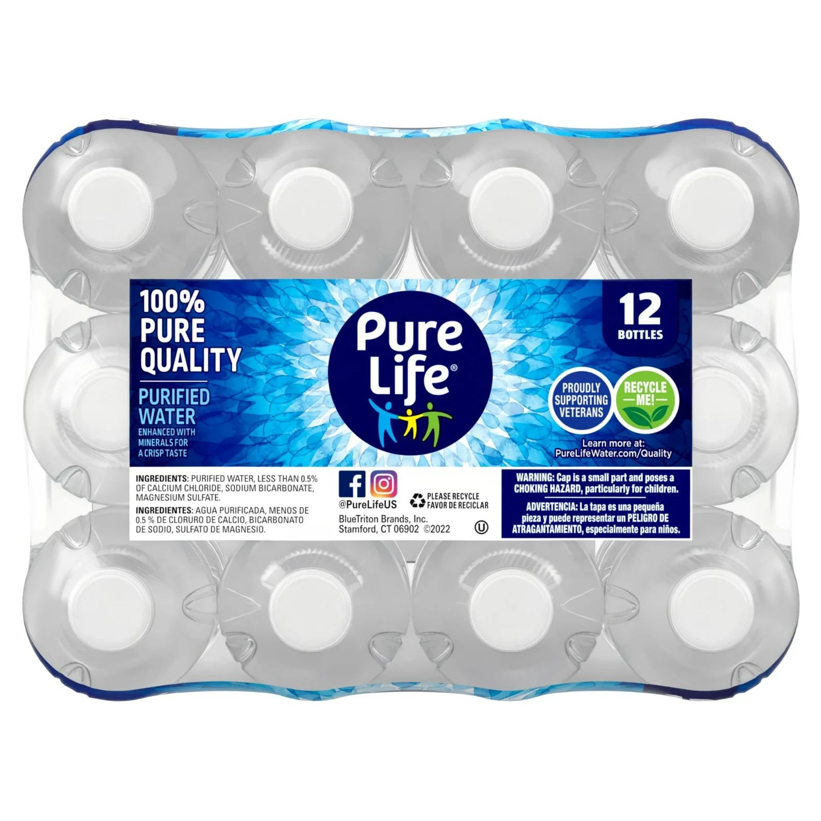 Pure Life Purified Water, 16.9 Fl Oz, 12-Pack Plastic Bottles