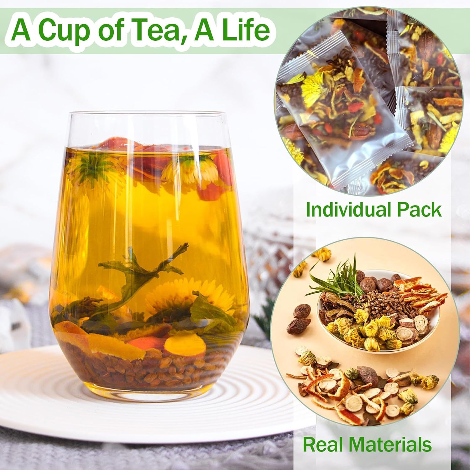 15Bags Dandelion Wolfberry Tea, Natural Kidneys & Liver Health Goji Berry Chrysa