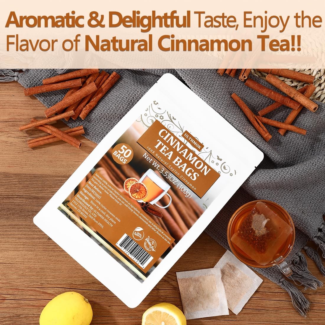 Premium 50 Pure Ceylon Cinnamon Tea Bags, Made with 100% Ceylon Cinnamon Stic…