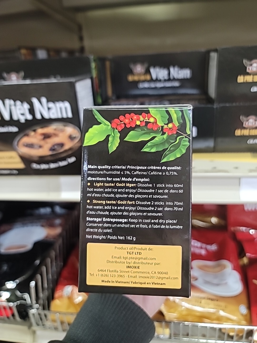 TGT Viet Nam Instant Iced Black Coffee 9 Sticks x 18g~Exp 6/2026