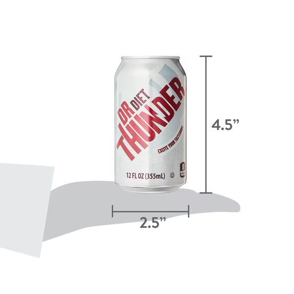 Great Value Dr Thunder Diet Calorie Free Cola Soda Pop, 12 fl oz, 24 Pack Cans