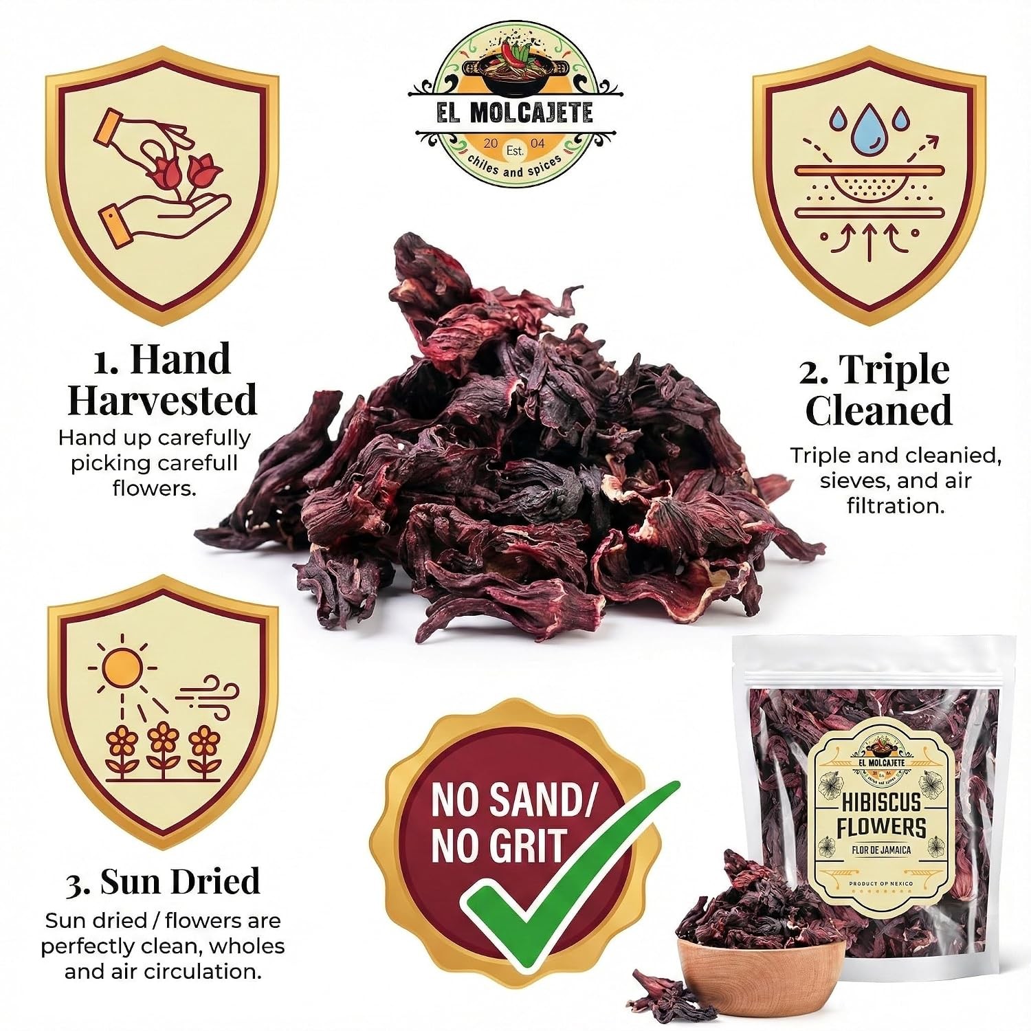 Cut Dried Hibiscus Flowers 4 Oz All Natural Whole Petals Sifted for Tea