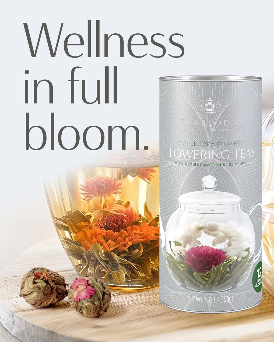 Teabloom Flowering Tea – 12 Unique Varieties of Fresh Blooming 12 Count