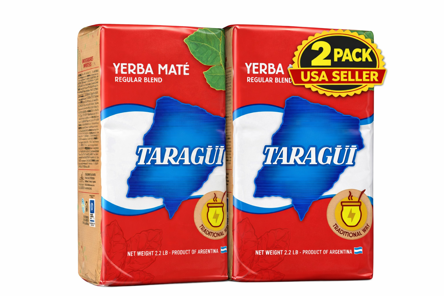 2-Pack YERBA MATE TARAGUI (4.4 LB/2KILOS) CON PALO USA SELLER