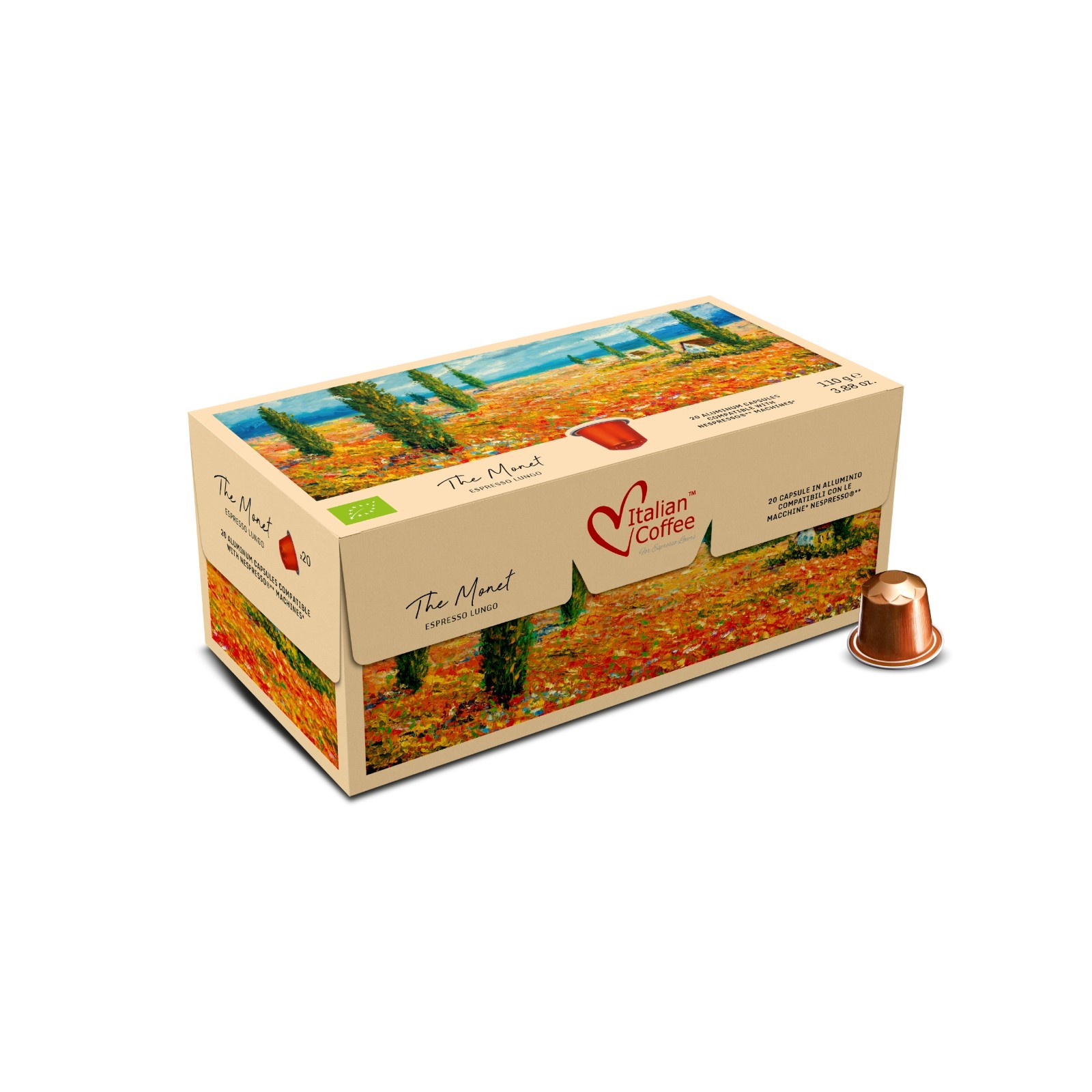 100 ITALIAN COFFEE Organic Aluminum pods compatible with Nespresso Original