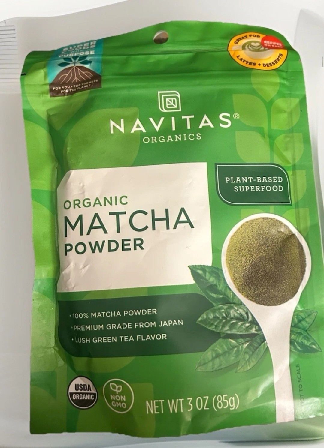 Navitas Organic Matcha Powder 3 oz – Premium Culinary Grade, Non-GMO, Vegan
