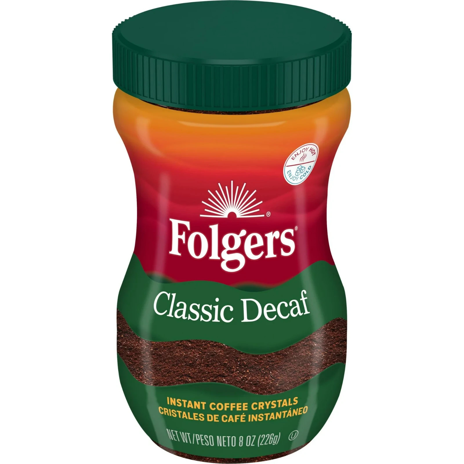 Folgers Classic Decaf Instant Coffee, 8 oz Jar (FRESH)
