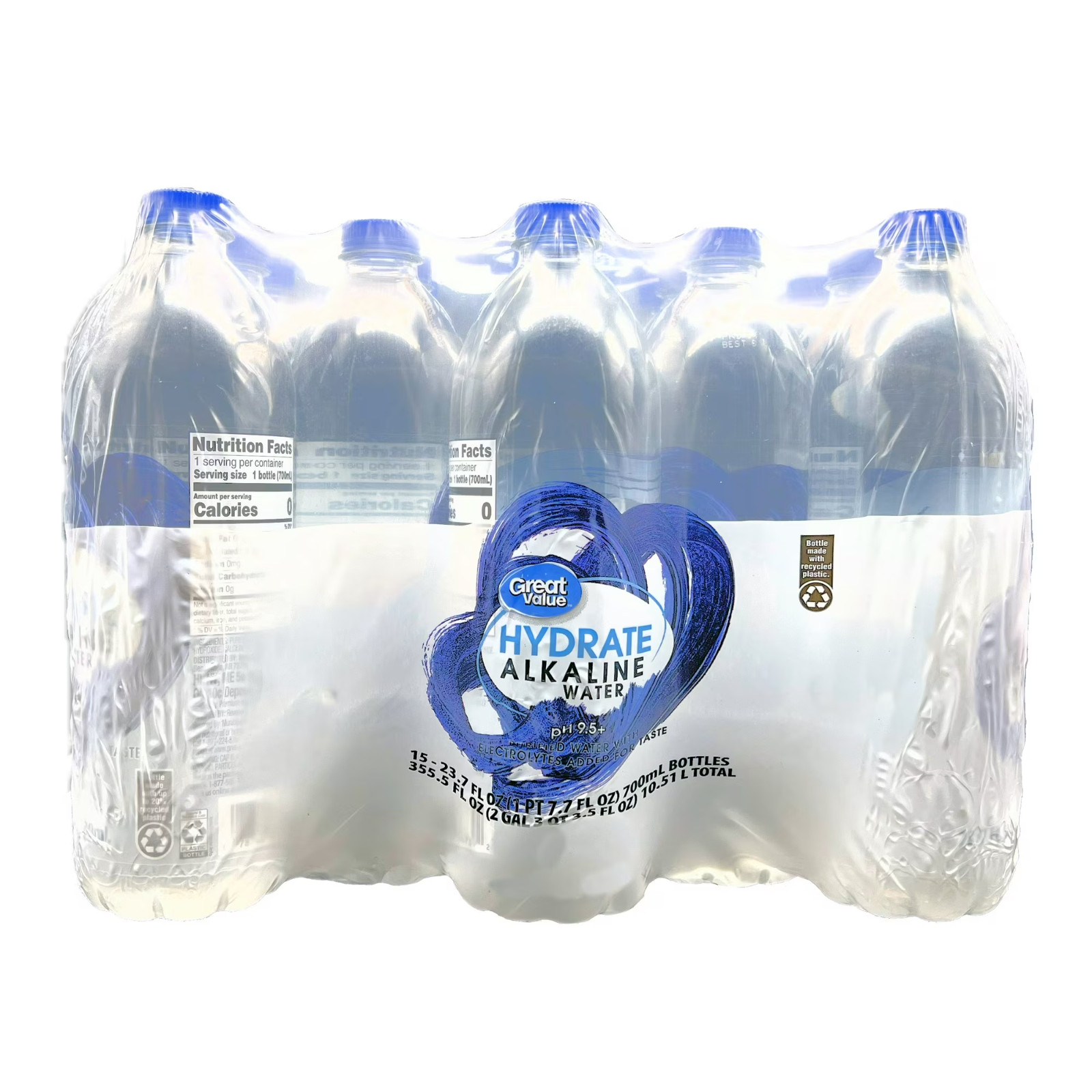 Great Value Hydrate Alkaline Water, 23.7 fl Oz, Bottle, 15 Count…