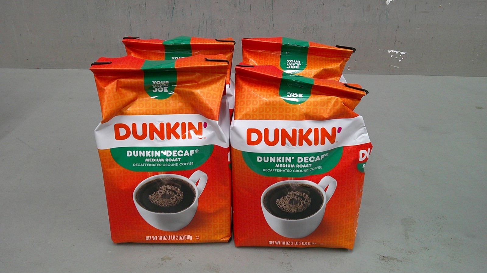 Dunkin’ Decaf Original Blend Ground Coffee – 18oz Bag -Pack of 4 Bags