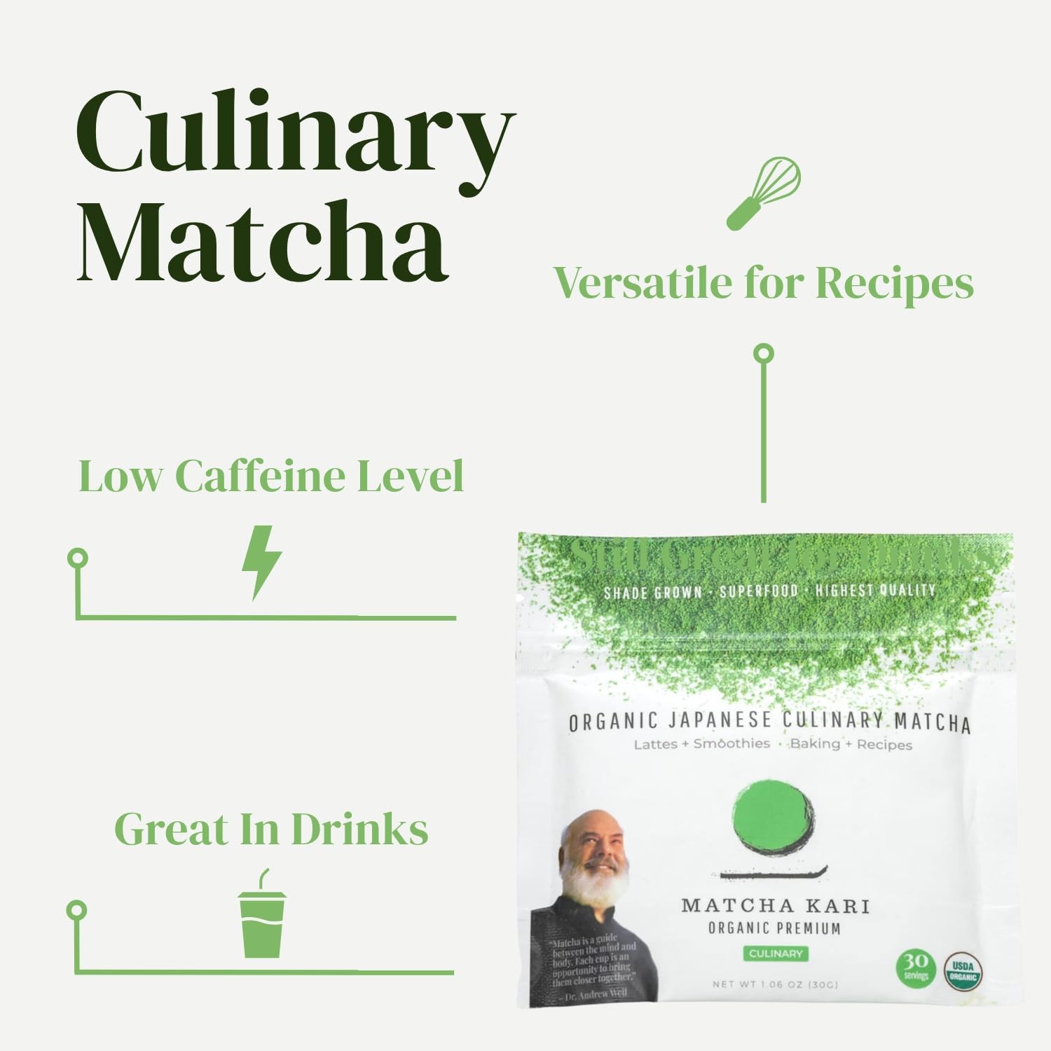 Dr. Weil Matcha Kari – Organic Matcha Green Tea Powder – 100 grams – Japanese Cu
