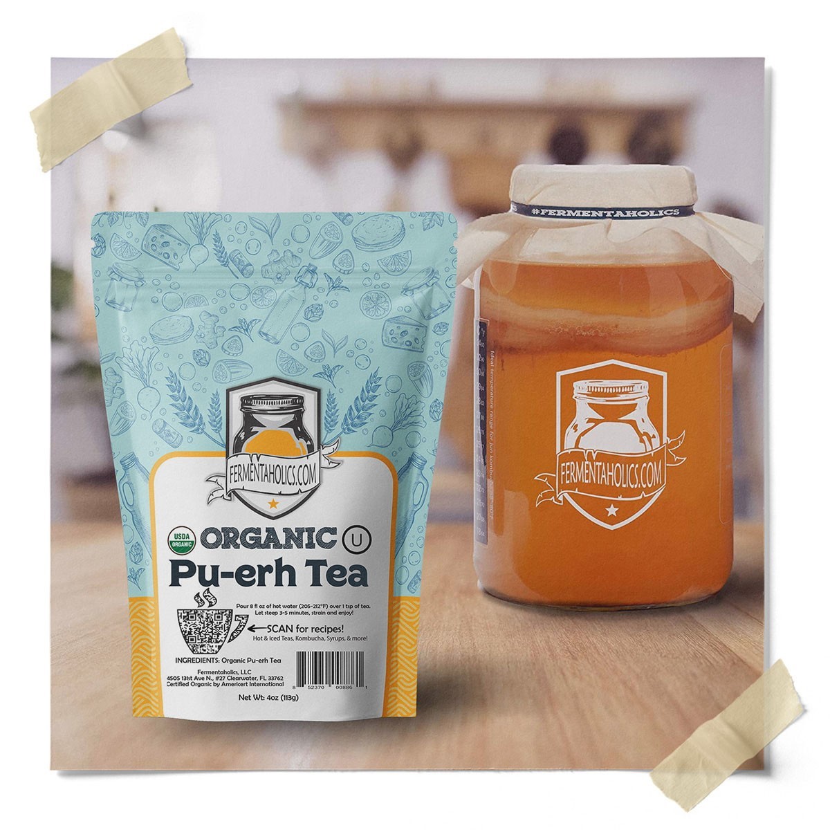 Fermentaholics USDA Certified Organic Loose-Leaf Pu-Erh Tea – 4 oz