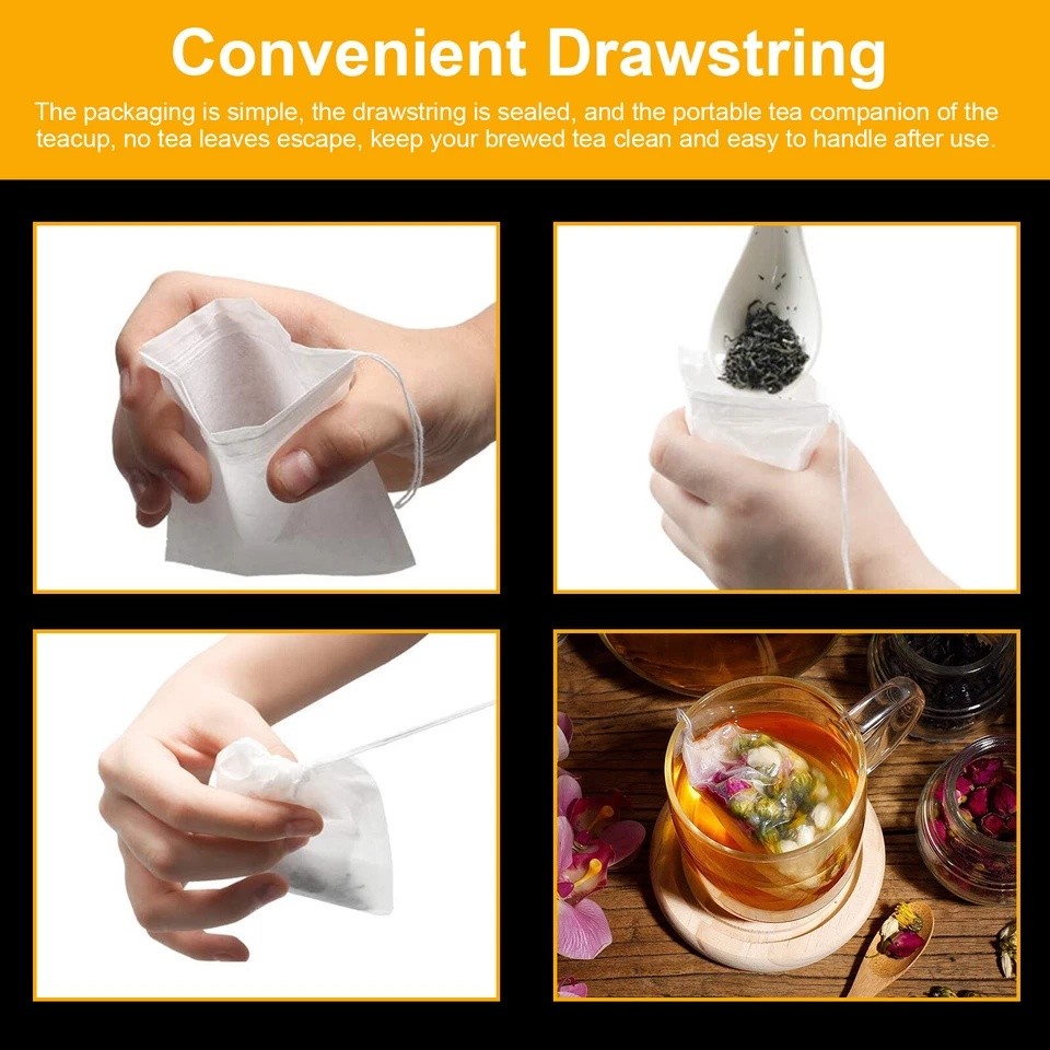 1000pcs Disposable Empty Tea Bag Drawstring Seal Teabags Loose Leaf Tea Filters