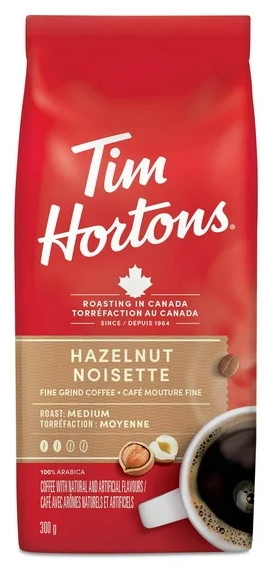 Tim Hortons Hazelnut Light Medium Roast Coffee, 300g