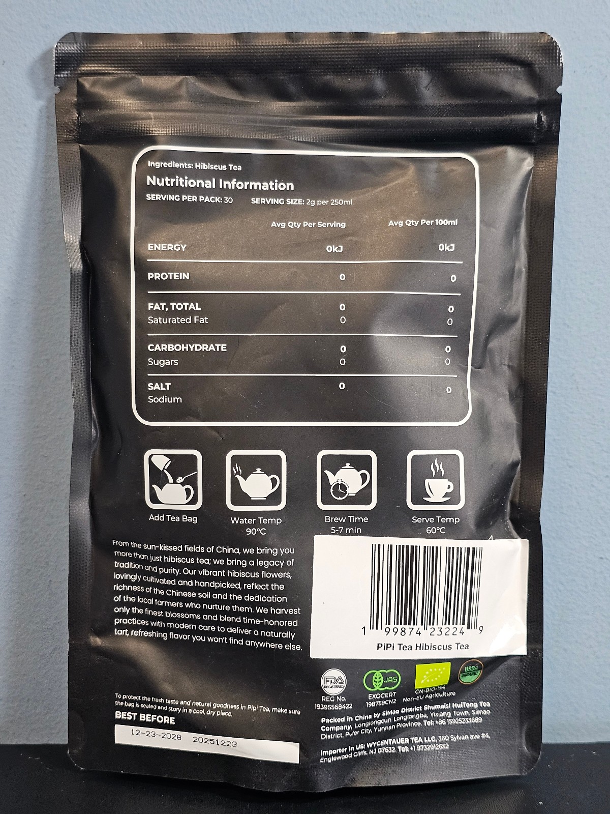 Pipi Tea Hibiscus Tea Bags Caffeine-Free 30 Bags – New / Sealed! Exp 12/23/2028