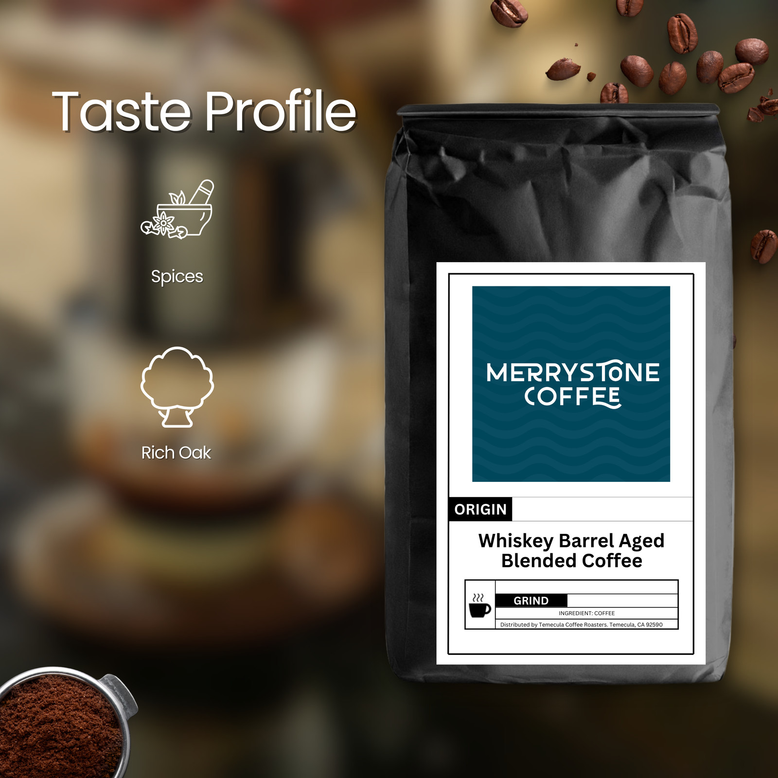 Merrystone Whiskey Barrel Aged Blended Coffee