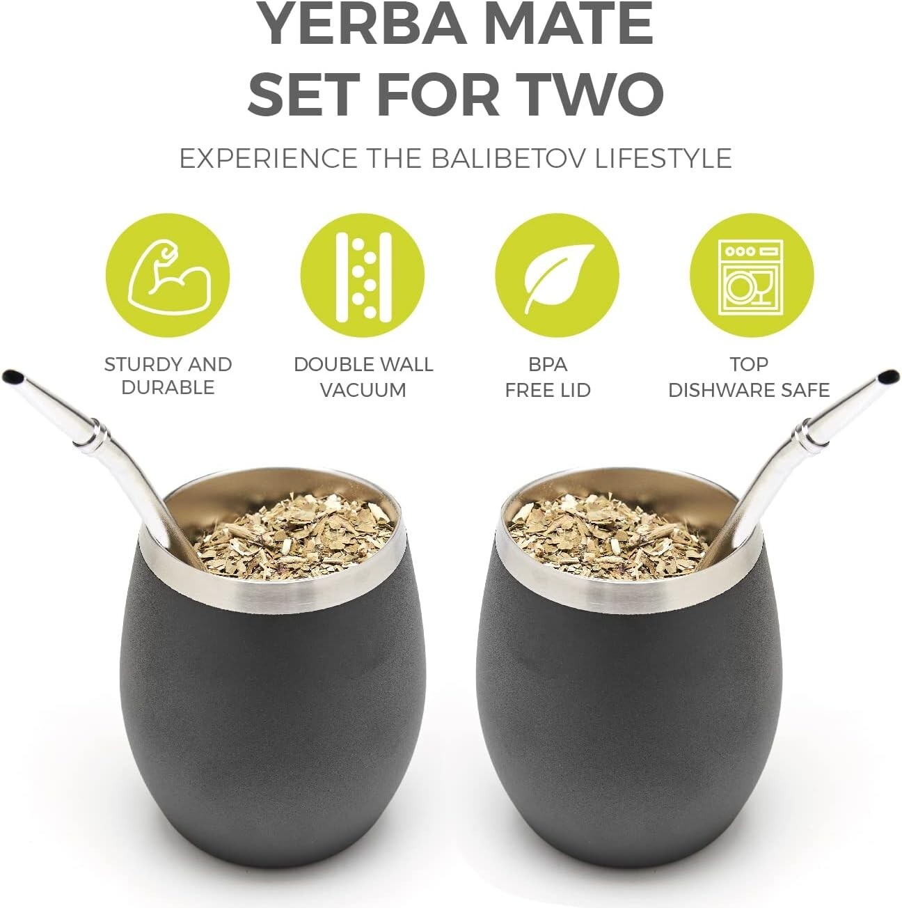 Modern Mate Cup And Bombilla Set Yerba Mate Cup -Yerba Mate Set includes Doub…
