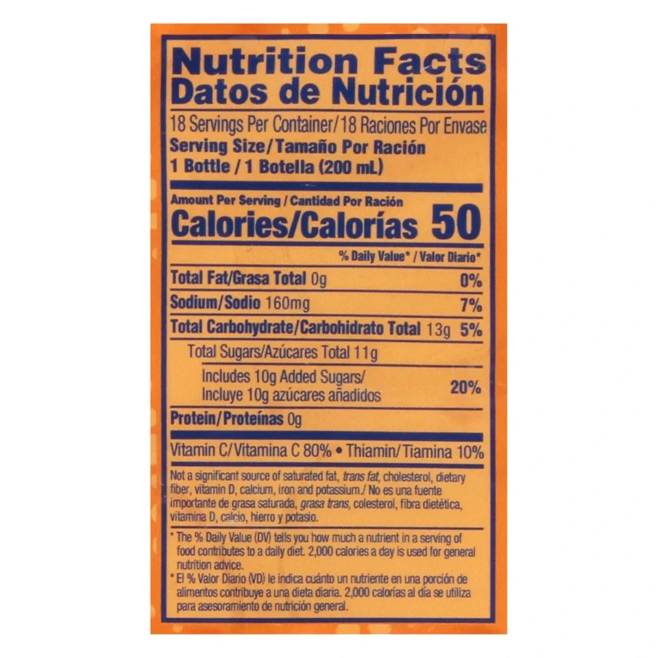 SUNNYD Tangy Original Shelf Stable Orange Juice Drink, 18 Count, 6.75 fl oz Bott
