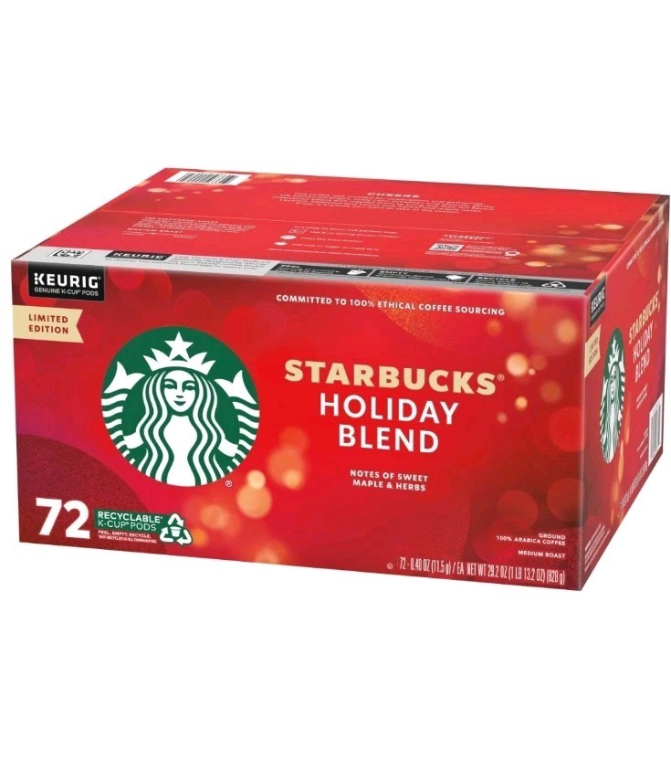Starbucks Holiday Blend Medium Roast Limited Edition Coffee K-Cups [72 Count]