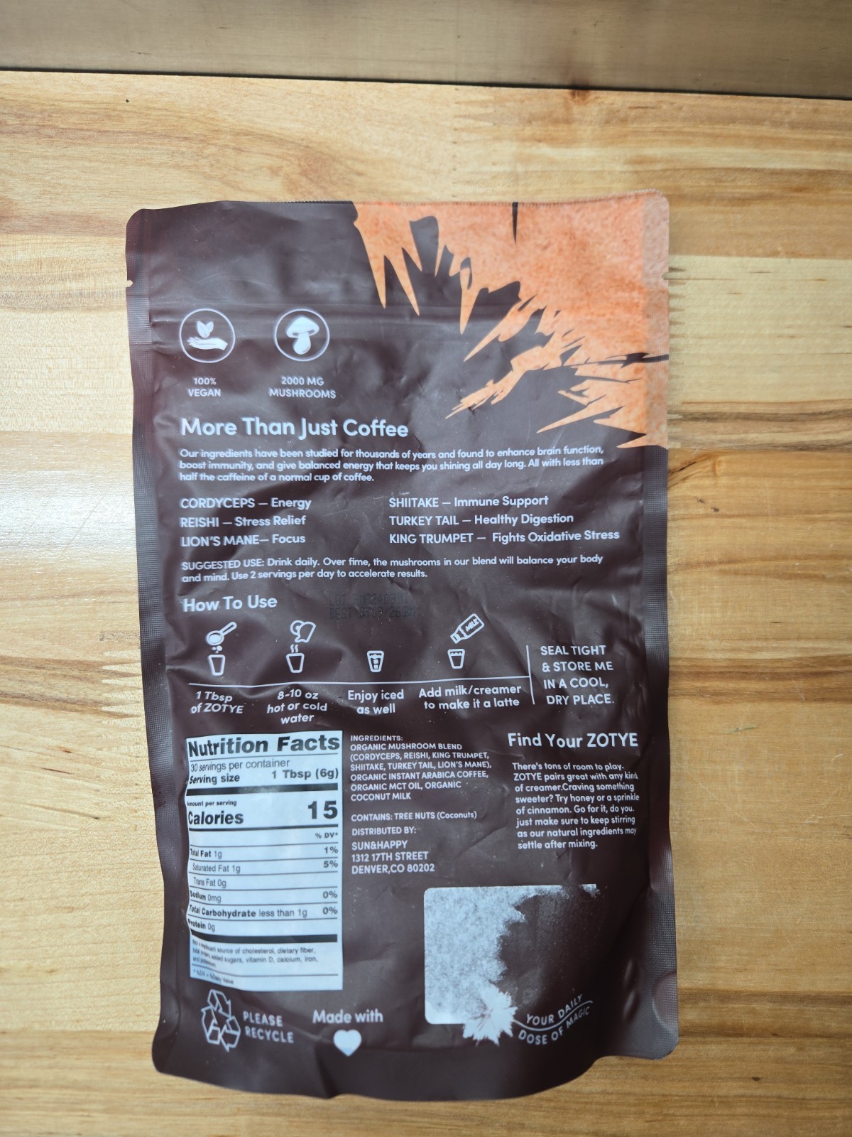 Mushroom Coffee, 6 Adaptogenic Mushrooms, USDA Organic, Instant Coffee with MCT