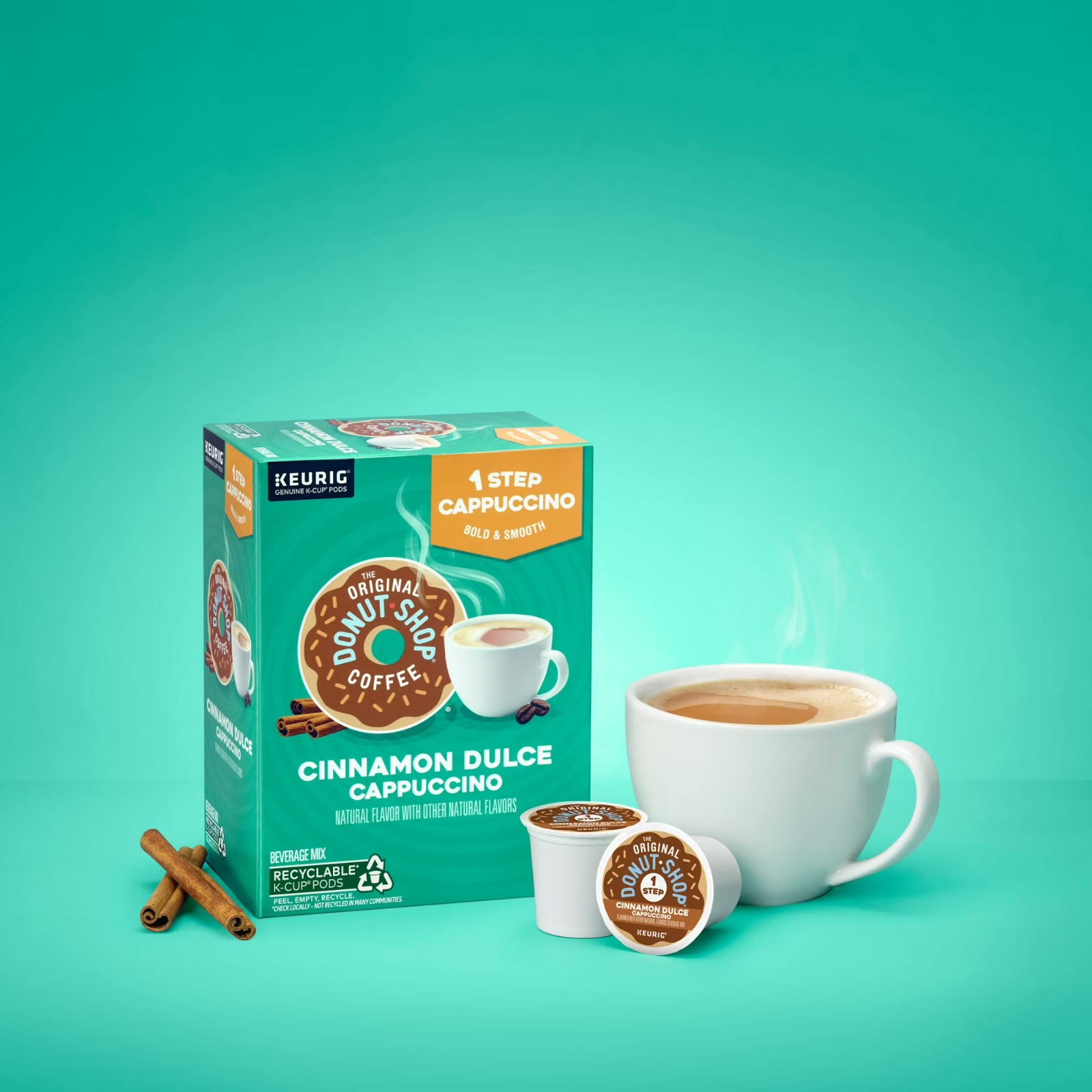 The Original Donut Shop, One Step Cinnamon Dulce Cappuccino Flavored K-Cup Coffe