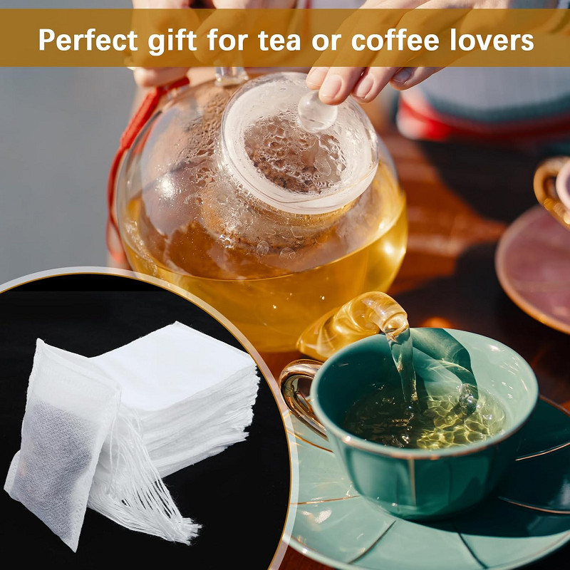 Disposable Tea Bags Bulk for Loose Leaf Tea Drawstring Empty Coffee Sachets Filt
