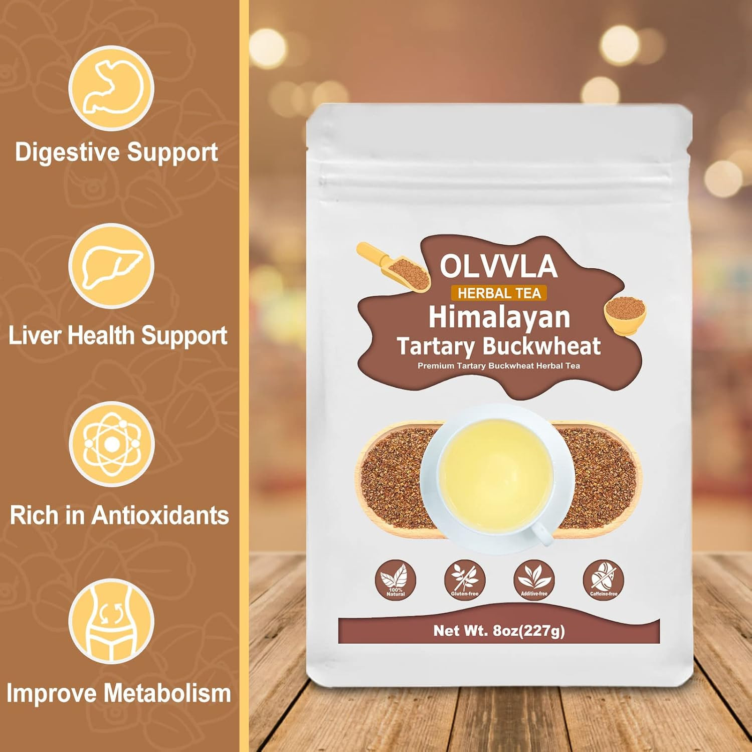 Olvvla – Himalayan Tartary Buckwheat – 8Oz/227G – Premium Roasted Buckwheat Tea