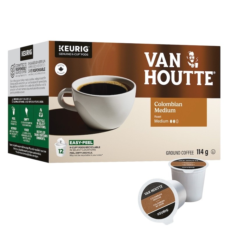 Van Houtte Colombian Medium, Medium Roast, K-Cup Coffee Pods, 12 Count