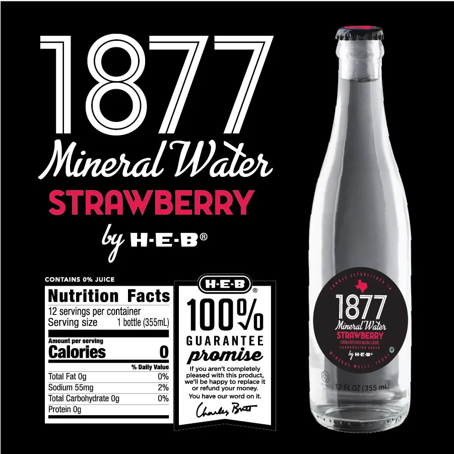 Pack of 12 H‑E‑B 1877 Strawberry Delight Carbonated Mineral Water Bottles 12oz