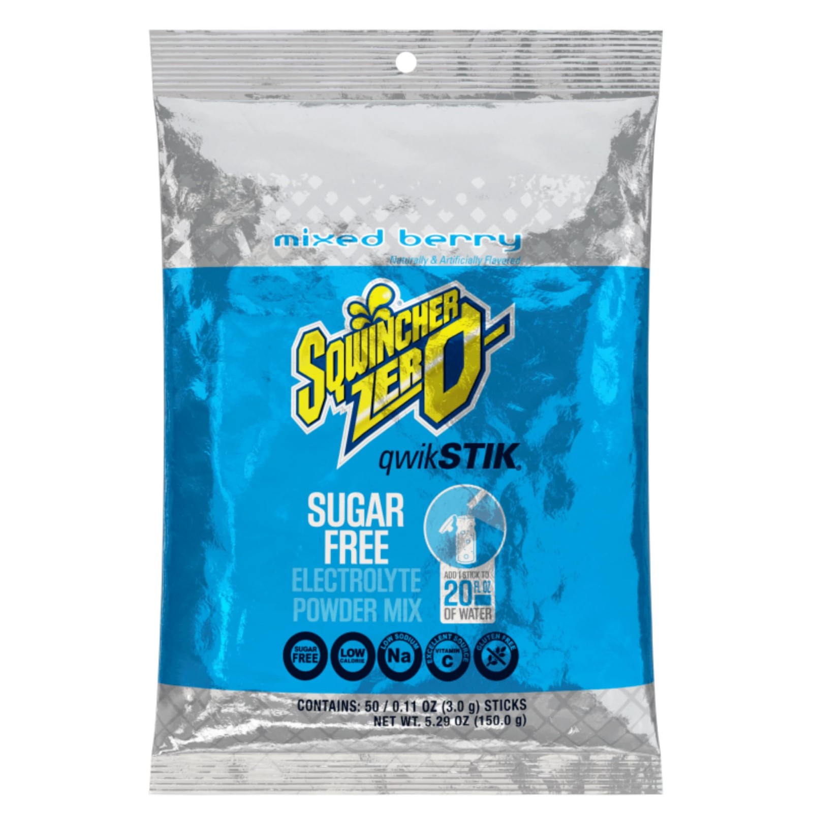 Sqwincher Sugar Free Mixed Berry Sports Drink Mix Powder PK50 0.11 oz