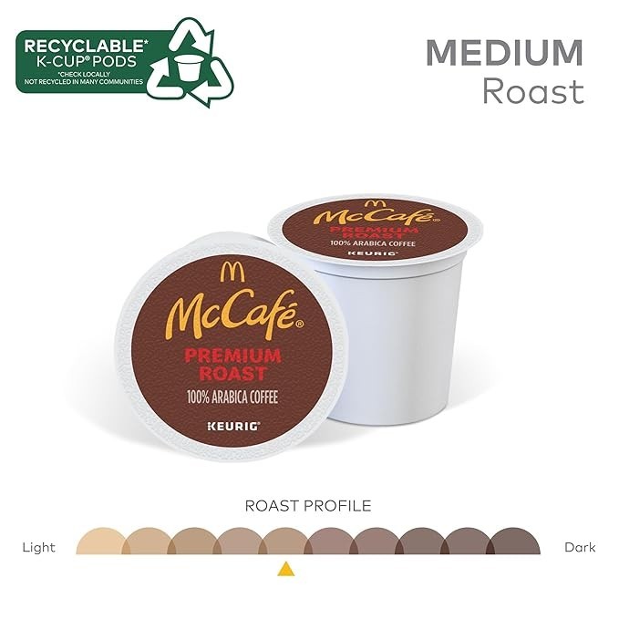 McCafe Premium Roast Coffee, Keurig Single Serve K-Cup Pods, Medium Roast, 96 Co