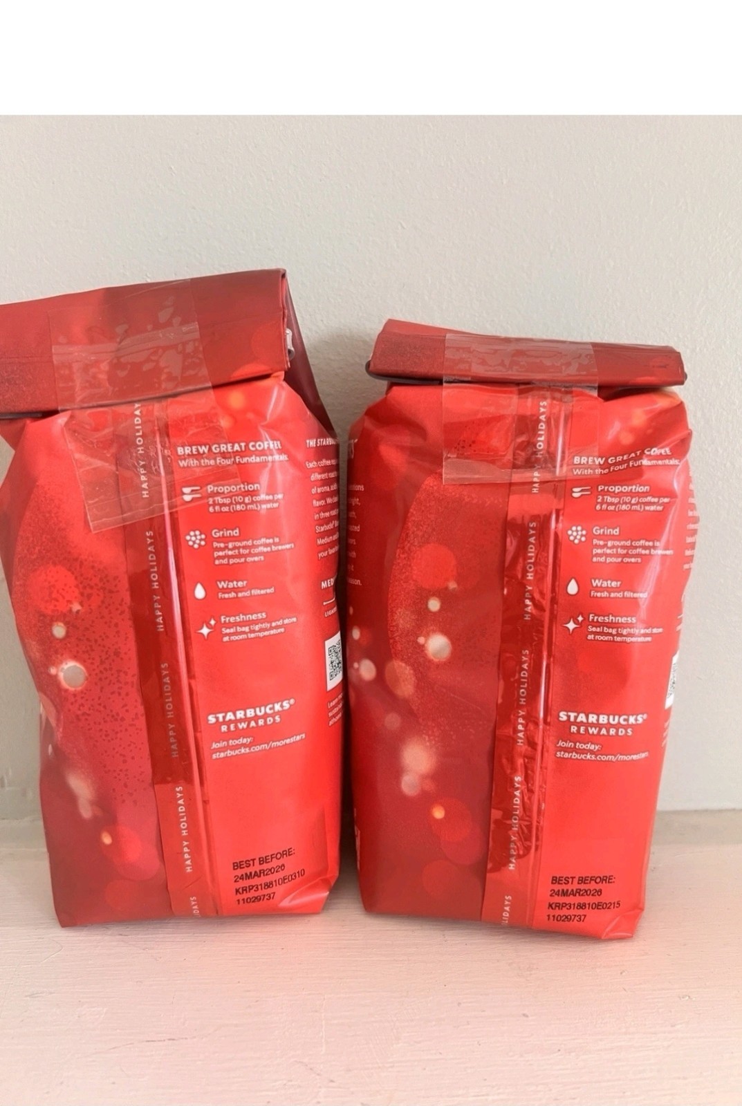 Lot Of 2 ). Starbucks Holiday Blend Ground Coffee Medium Roast 10.oz New Sealed