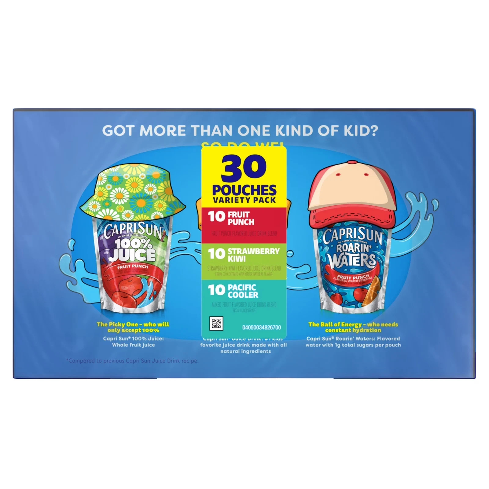 Capri Sun Fruit Punch, Strawberry Kiwi & Pacific Cooler Juice 30 ct Box, 6 fl oz