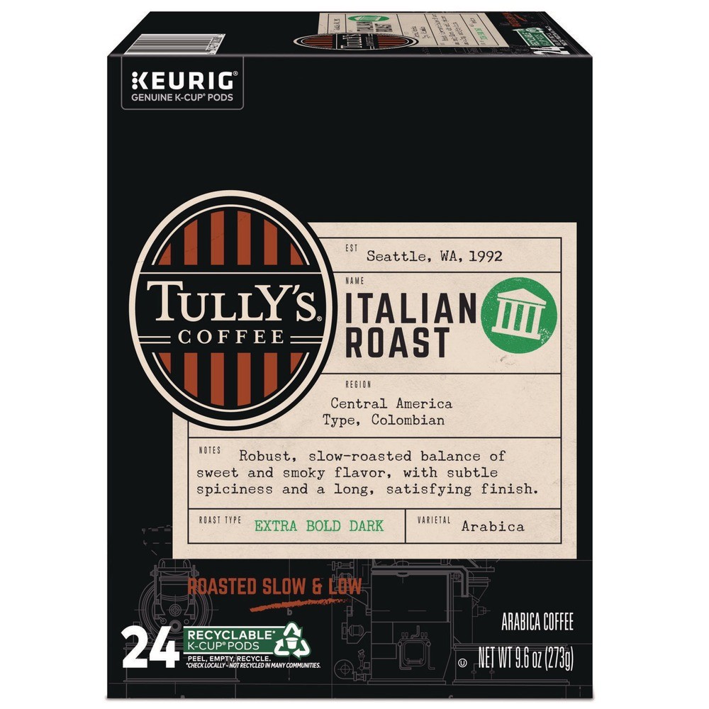 Tully’s Coffee 193019 Coffee K-Cups – Italian Roast (24/Box) New