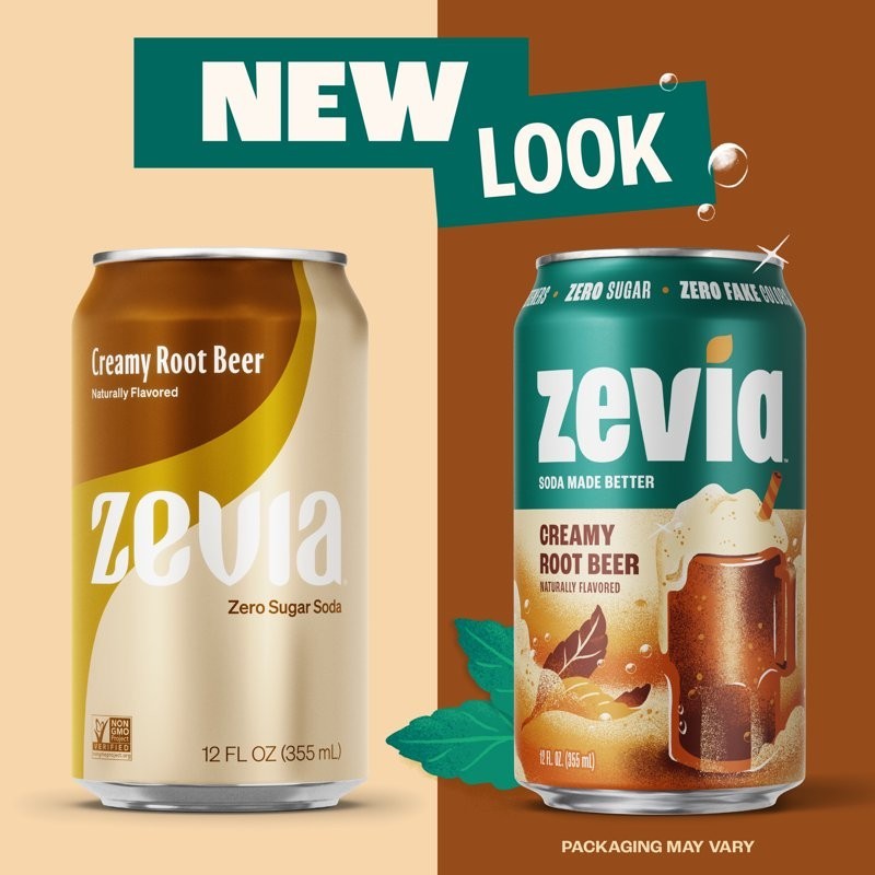 (8 Pack) Zevia Zero Sugar, Creamy Root Beer Soda Pop, 12 fl Oz..