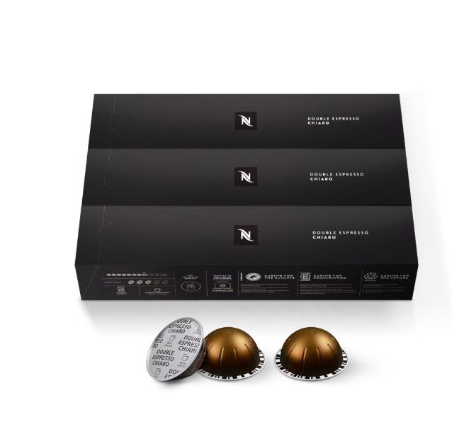 Nespresso Capsules Vertuo Double Espresso Chiaro Medium Roast Espresso 30Count