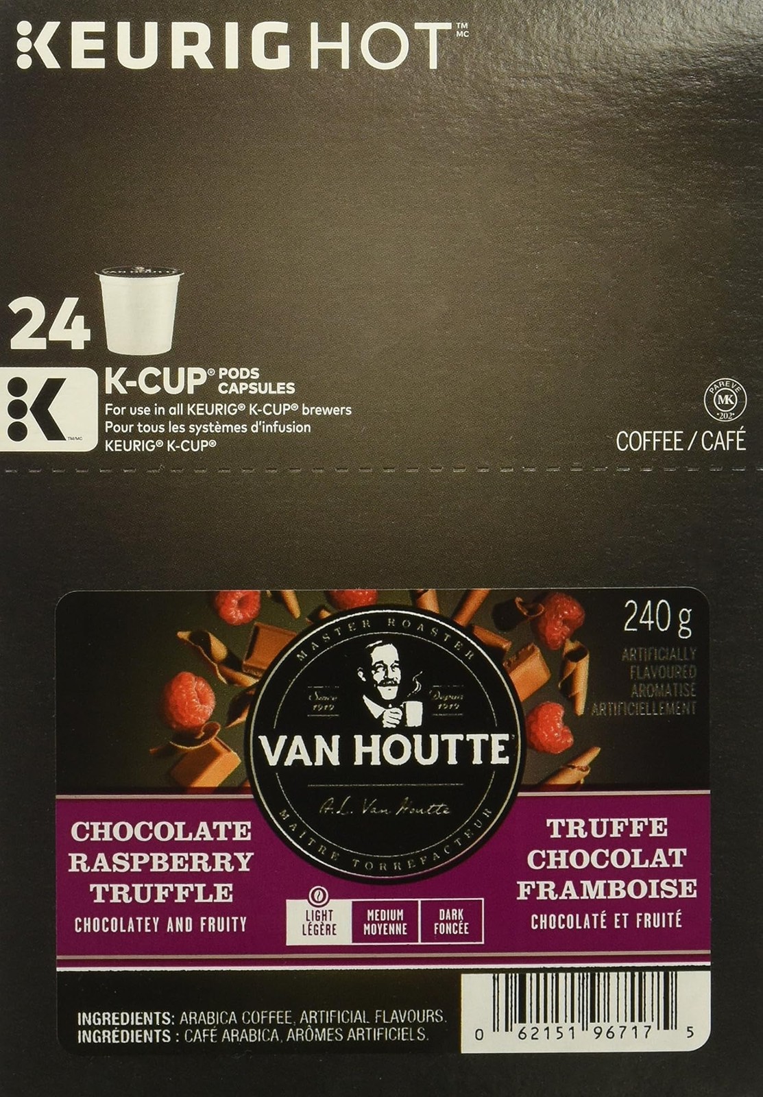 Van Houtte, Raspberry Chocolate Truffle, Single-Serve Keurig K-Cup Pods, Ligh…