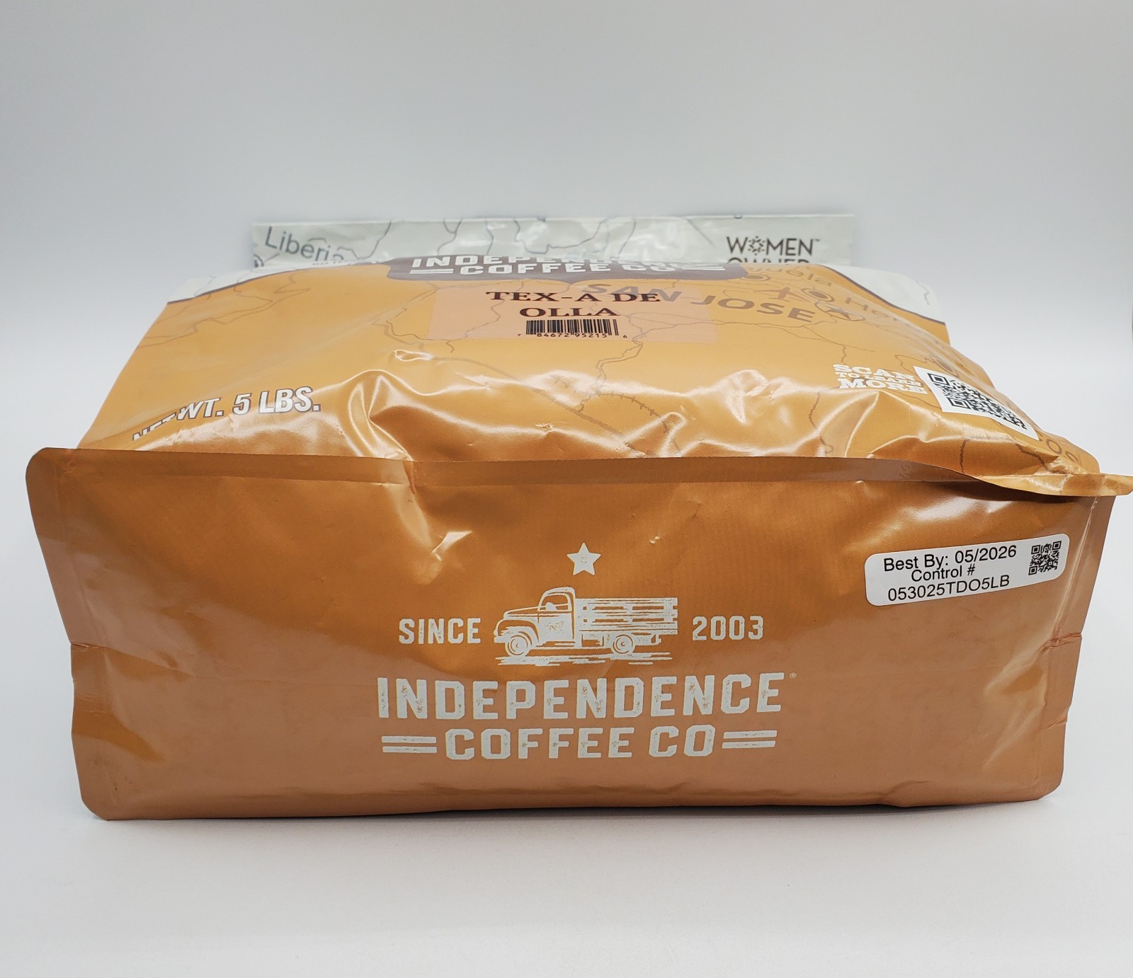 Independence Tex A De Olla Whole Bean Coffee 5lb Brown Sugar Cinnamon BB 5/26