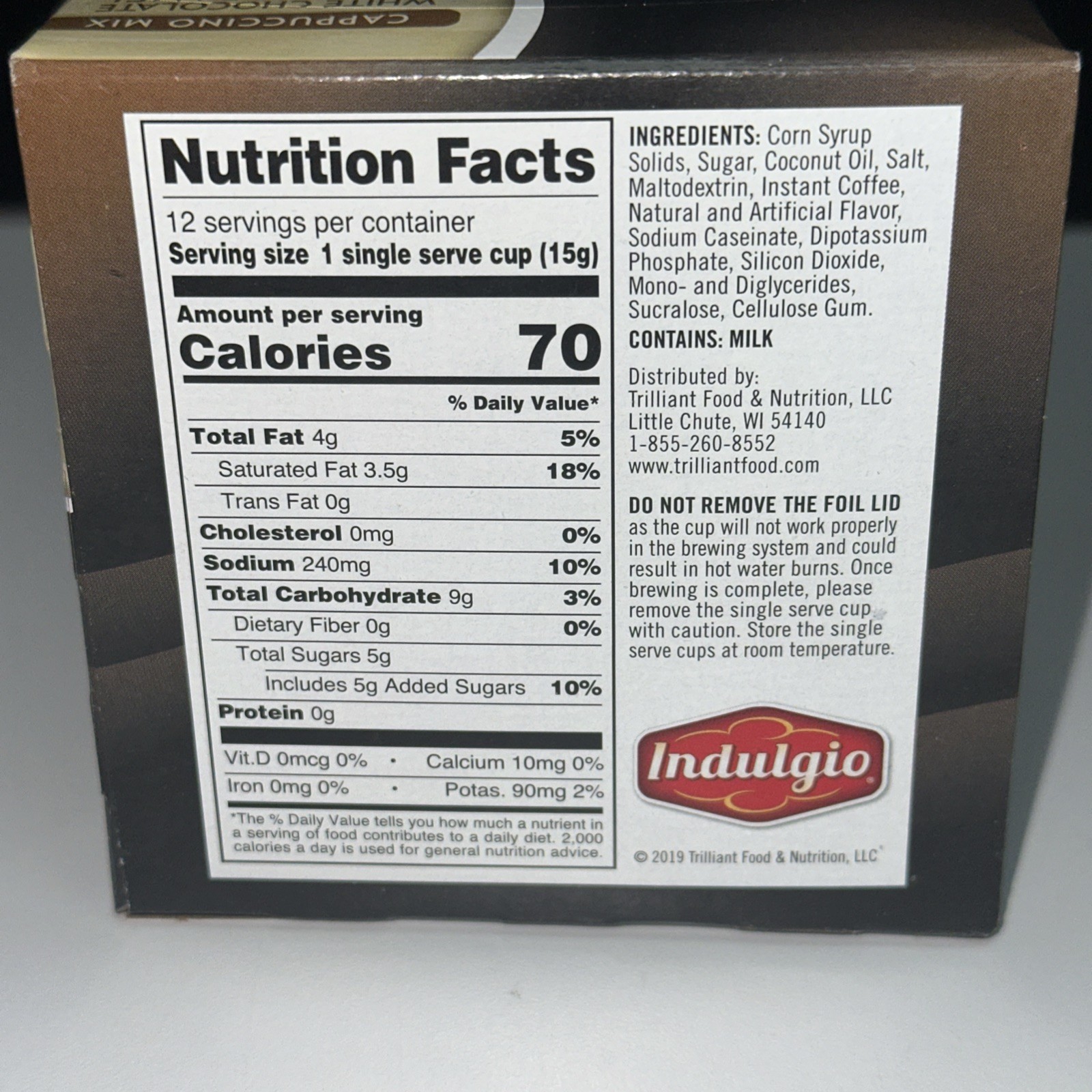48 Indulgio White Chocolate Caramel Cappuccino K-cups (4 Boxes X 12) Keurig