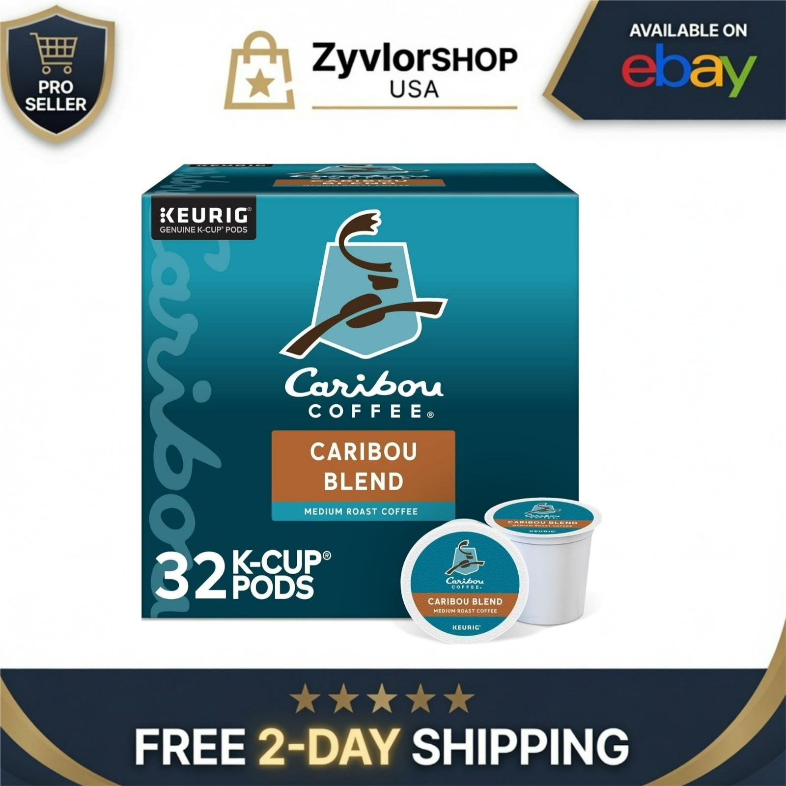 Caribou Coffee Caribou Blend K-Cup Pods Medium Roast 32 Count