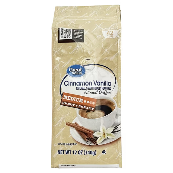 Great Value Medium Roast Ground Coffee with all flavor , 12 oz