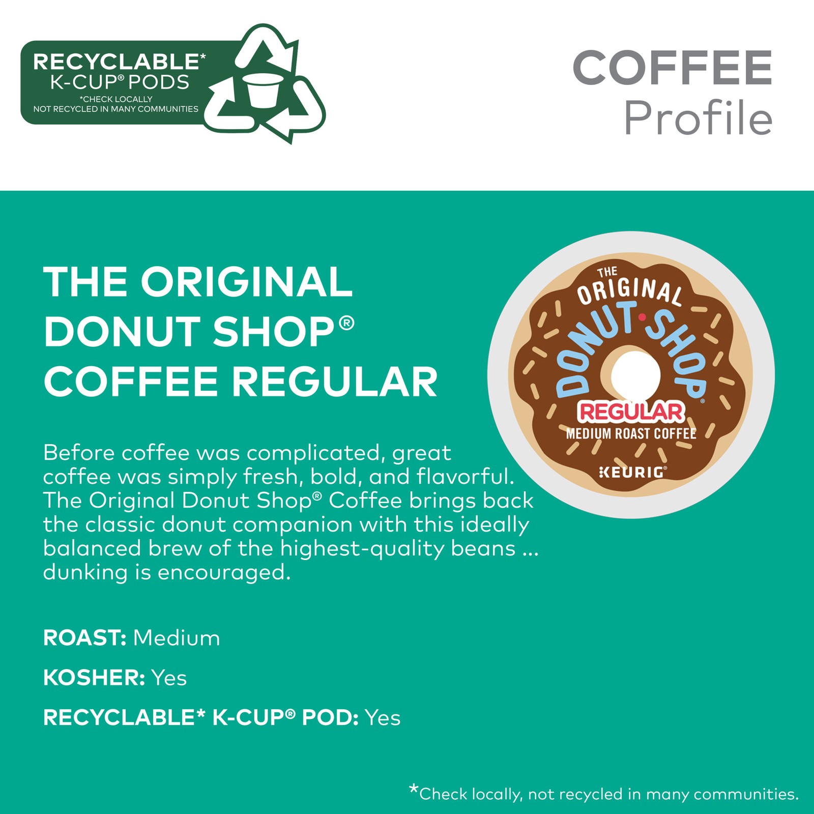 The Original Donut Shop Regular Coffee, Keurig K-Cup Pod, Medium Roast, 48 Count