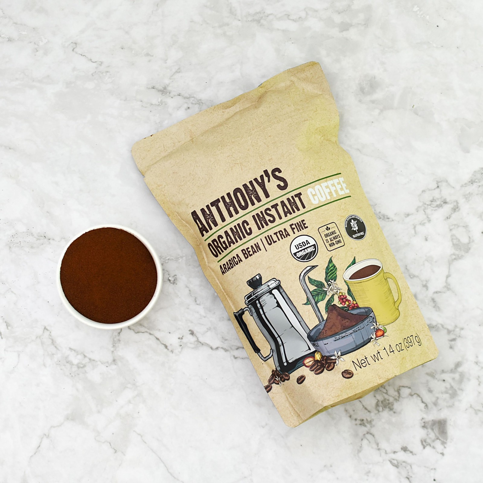 Anthony’s Organic Instant Coffee,14oz, Ultra Fine Microground, Gluten Free,…
