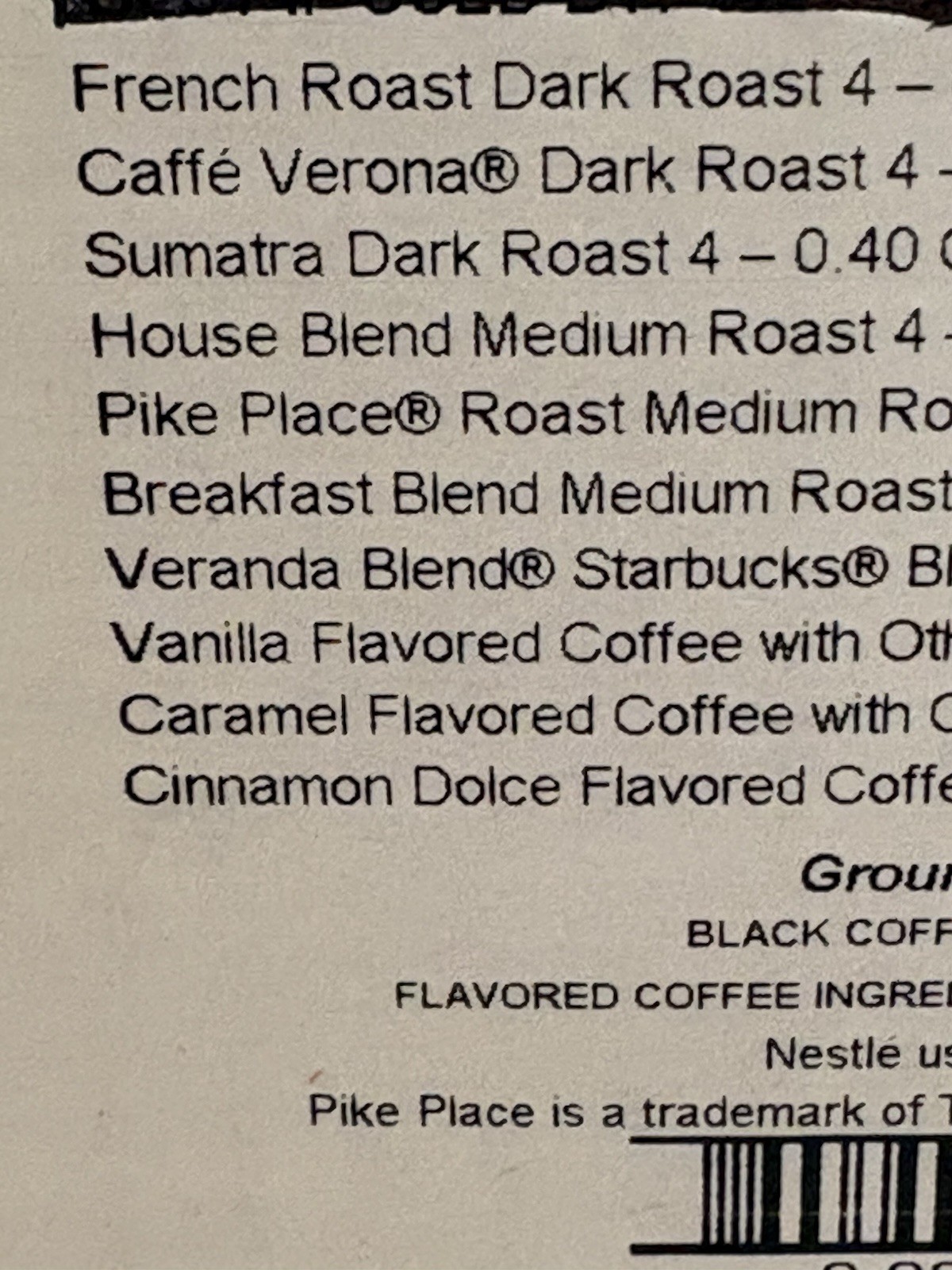Starbucks Mixed K Cups Count Of 40