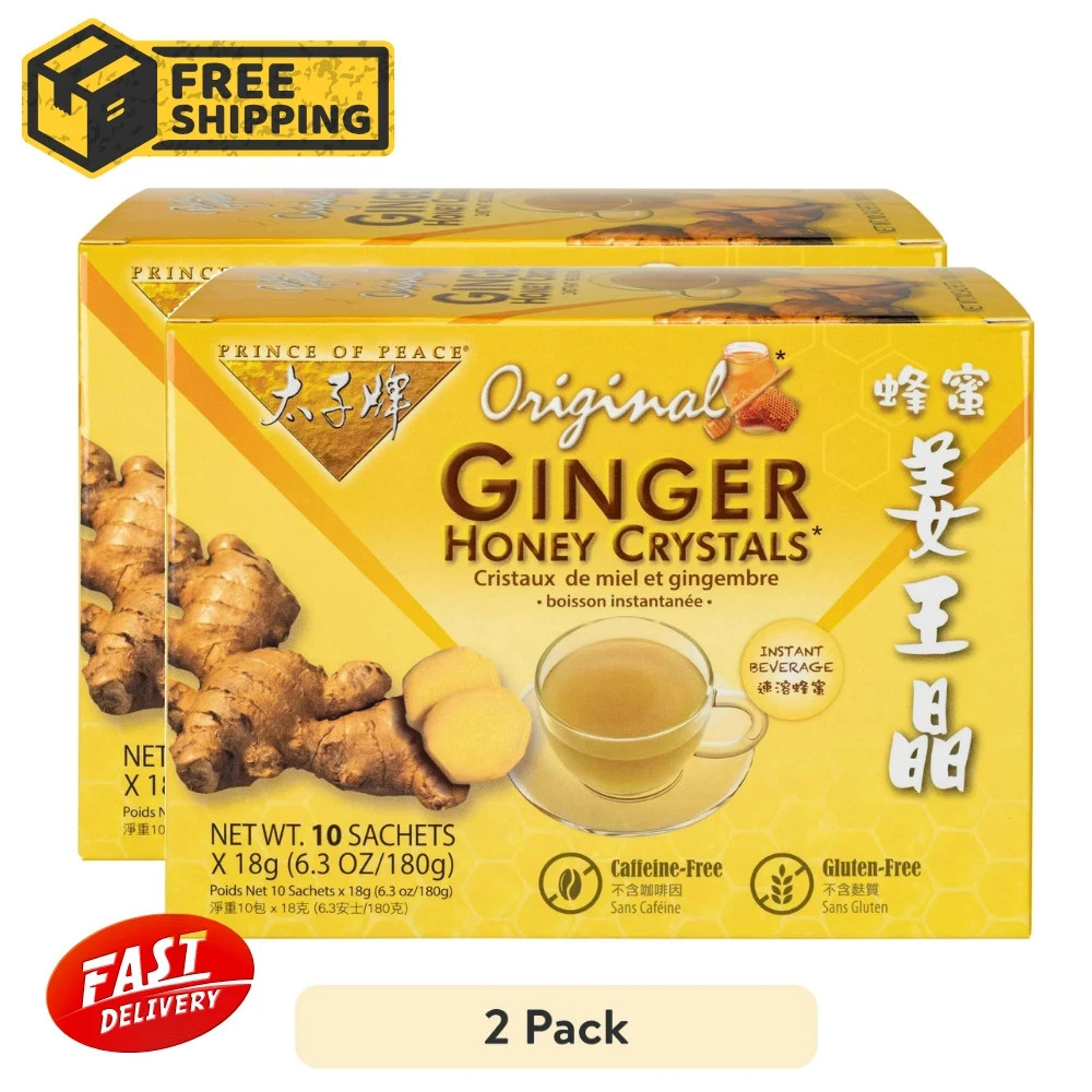 Prince of Peace Ginger Honey Crystals, Instant Beverage, Caffeine Free, 6.3 oz!