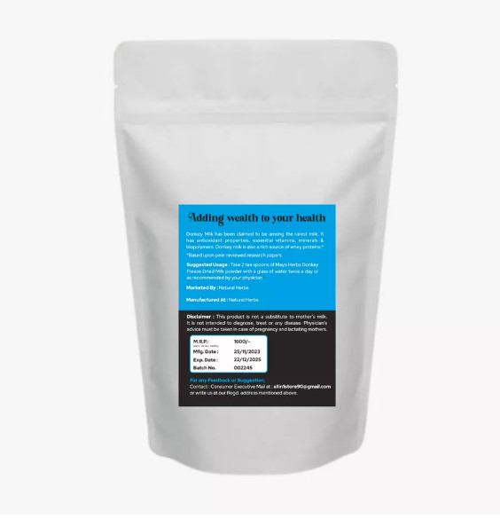 pack of 2 100% NATURAL HERBS DONKEY MILK POWDER FREEZE DRIED 100gm each