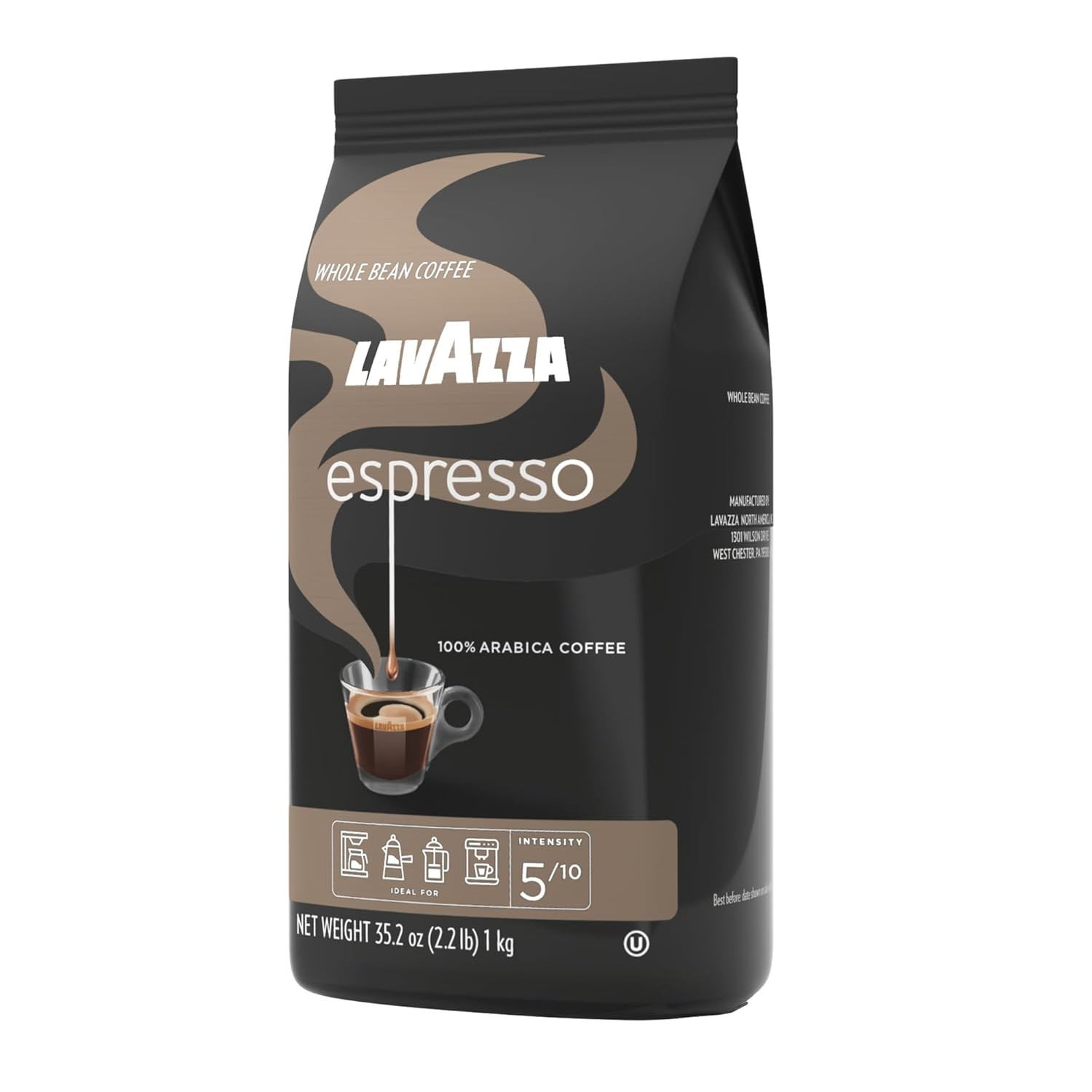 Lavazza Espresso Whole Bean Coffee Medium Roast 100% Arabica 2.2lb Bag